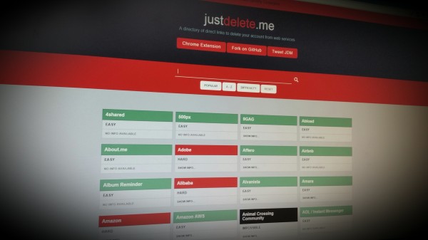 Just Delete Me. A Directory of Weblinks to Delete Your Account