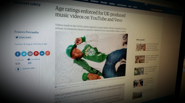Age ratings enforced for UK-produced music videos on YouTube and Vevo