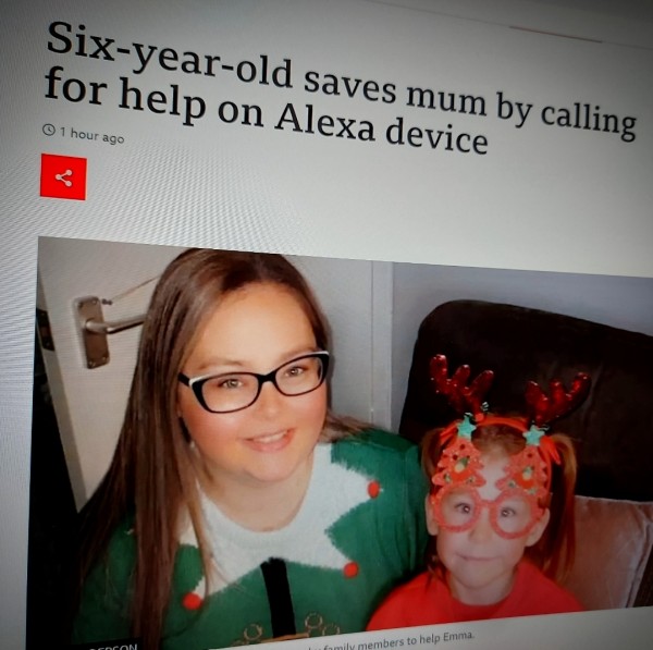 Six-year-old saves mum by calling for help on Alexa device