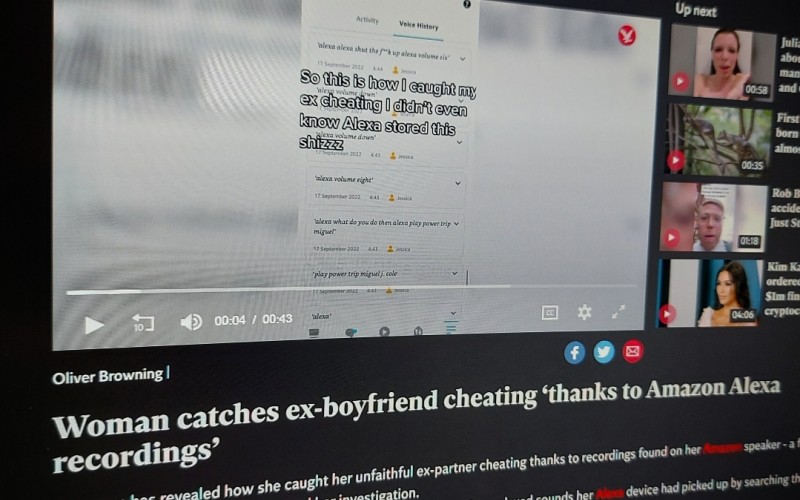 Woman catches ex-boyfriend cheating ‘thanks to Amazon Alexa recordings’