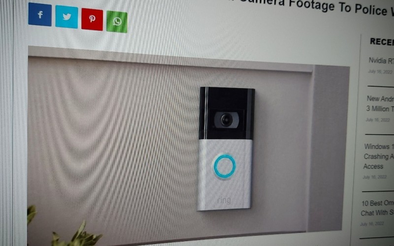 Amazon Gave Ring Doorbell Camera Footage To Police Without Consent