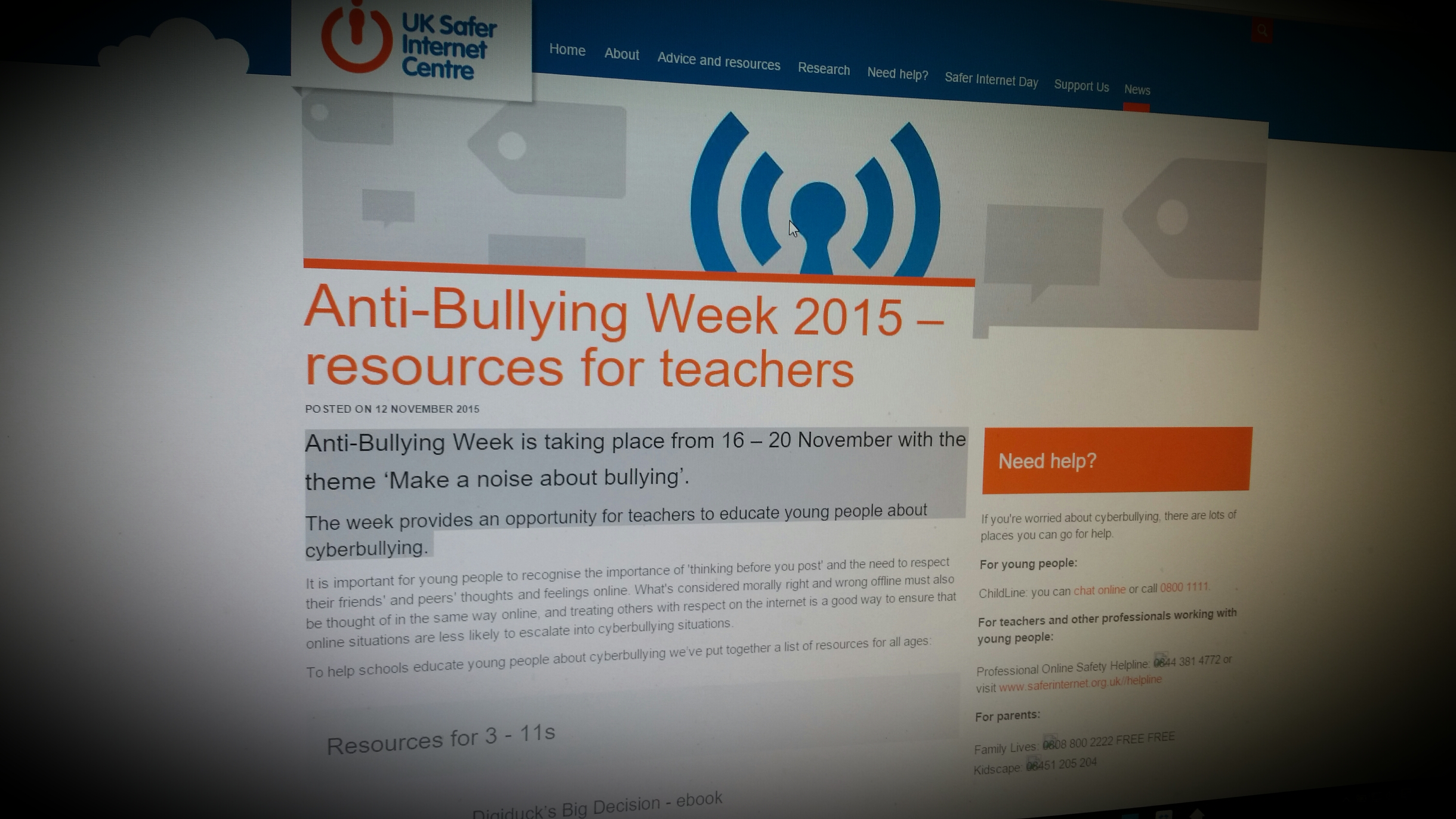 Anti-Bullying Week 2015 – Resources For Teachers - Simfin | Esafety ...