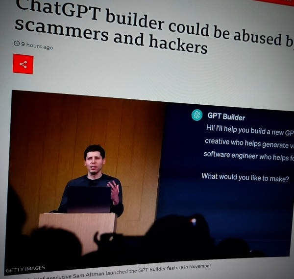 ChatGPT builder could be abused by scammers and hackers