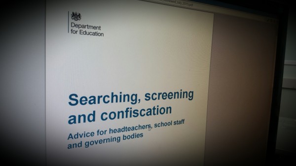 Searching, screening and confiscation. Guidance from Dept of Education UK