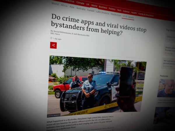 Do crime apps and viral videos stop bystanders from helping?