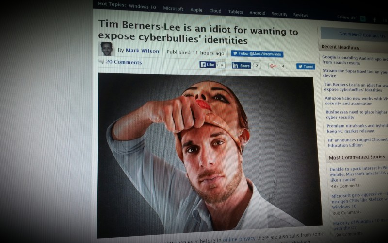 Tim Berners-Lee is an idiot for wanting to expose cyberbullies' identities