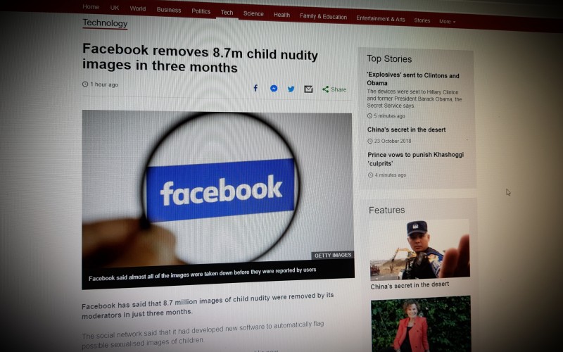 Facebook removes 8.7m child nudity images in three months
