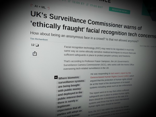 UK's Surveillance Commissioner warns of 'ethically fraught' facial recognition tech concerns