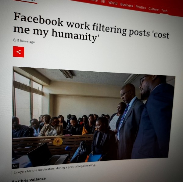 Facebook work filtering posts 'cost me my humanity'