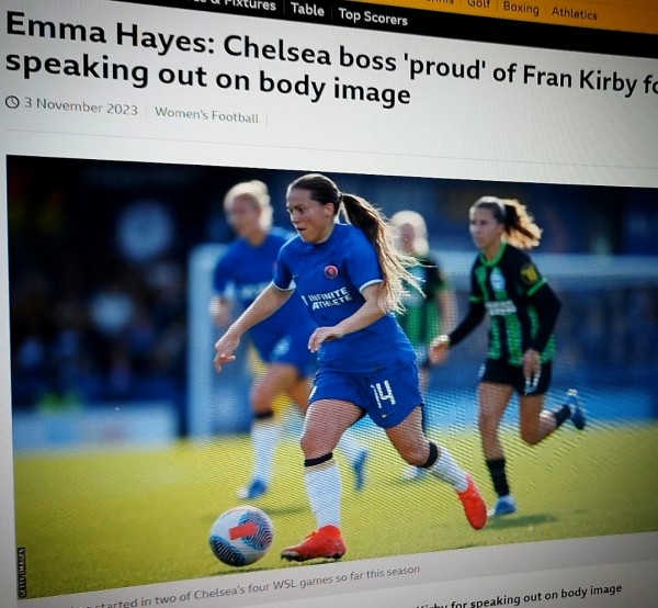 Chelsea boss 'proud' of Fran Kirby for speaking out on body image