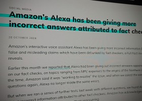 Amazon’s Alexa has been giving more incorrect answers attributed to fact checkers