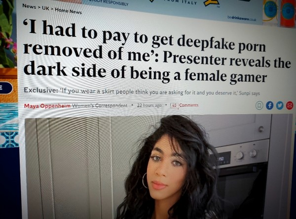 ‘I had to pay to get deepfake porn removed of me’: Presenter reveals the dark side of being a female gamer