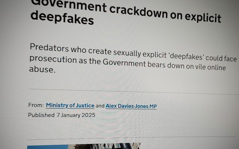 Government crackdown on explicit deepfakes