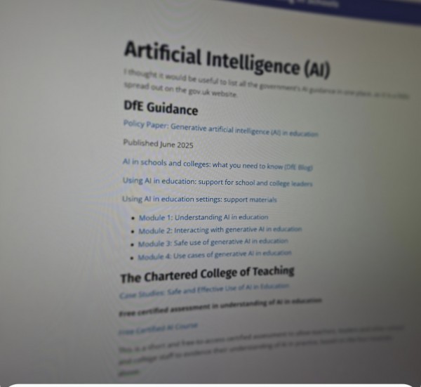 DfE Guidance Artificial Intelligence (AI)