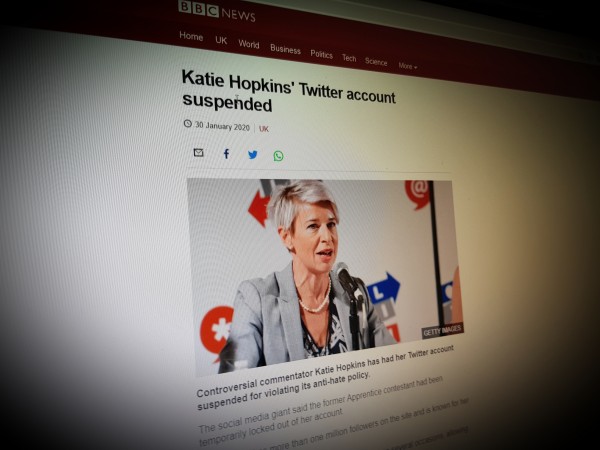 Katie Hopkins' Twitter account suspended