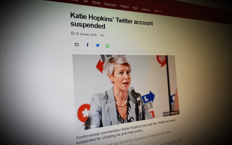 Katie Hopkins' Twitter account suspended
