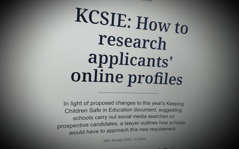 KCSIE: How to research applicants' online profiles