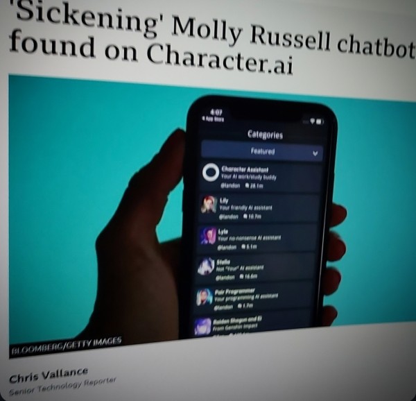 'Sickening' Molly Russell chatbots found on Character.ai