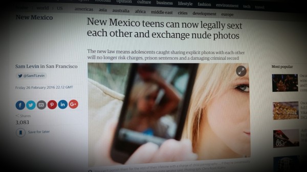 New Mexico teens can now legally sext each other and exchange nude photos
