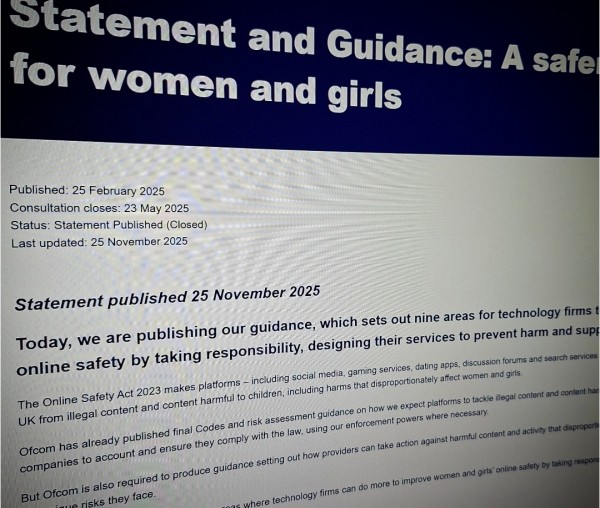 Ofcom Statement and Guidance: A safer life online for women and girls