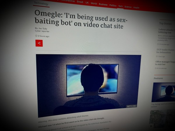 Omegle: 'I'm being used as sex-baiting bot' on video chat site
