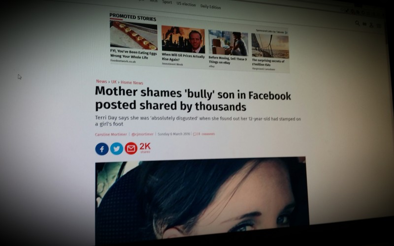 Mother shames 'bully' son in Facebook post shared by thousands