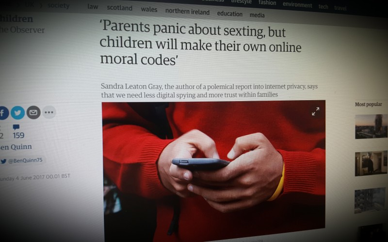 ‘Parents panic about sexting, but children will make their own online moral codes’