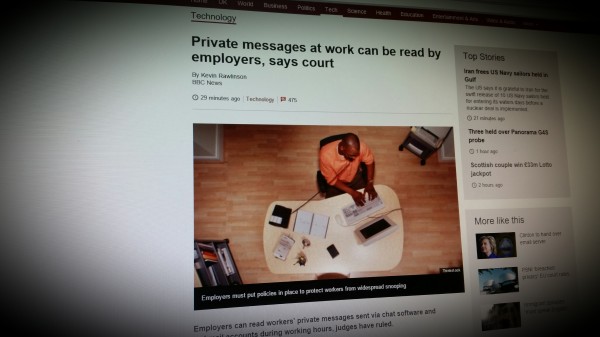 Private messages at work can be read by employers, says court