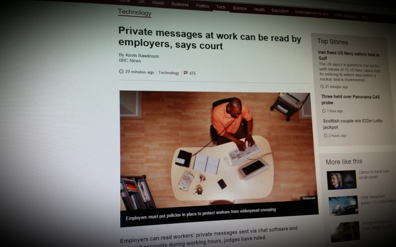 Private messages at work can be read by employers, says court