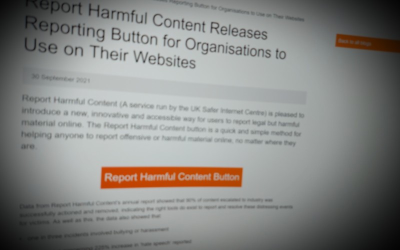 Report Harmful Content Releases Reporting Button for Organisations to Use on Their Websites