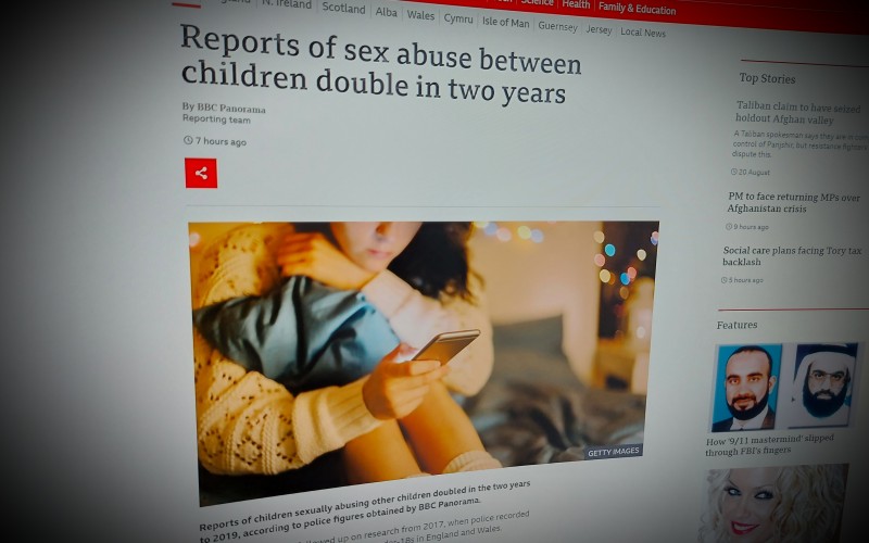 Reports of sex abuse between children double in two years