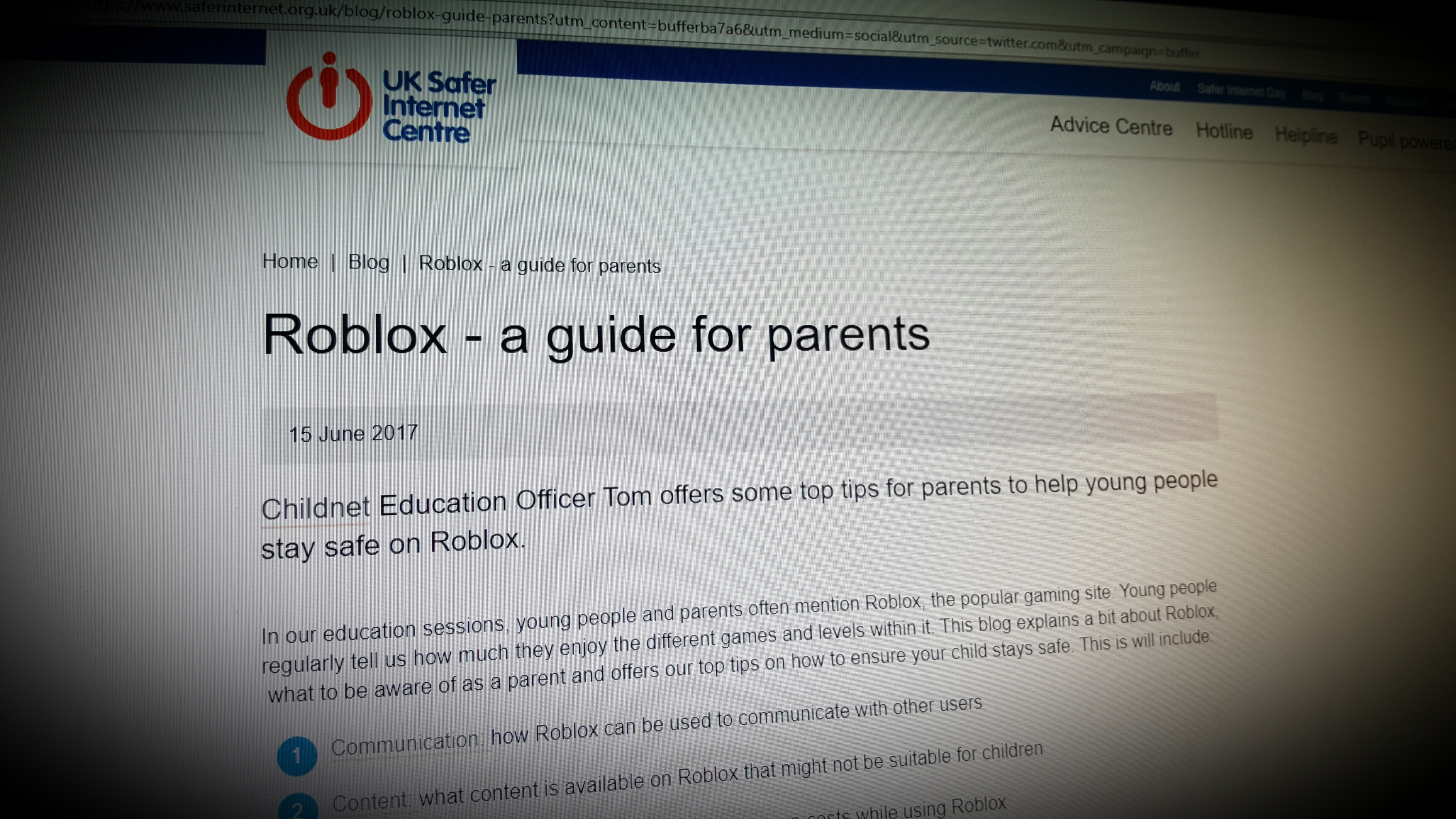 E-safety Advice for Families – Roblox