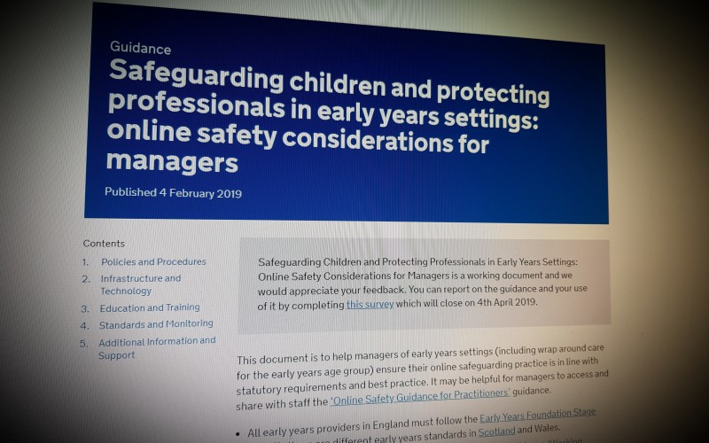 Safeguarding children and protecting professionals in early years settings: online safety considerations for managers