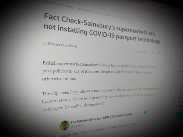 Fact Check-Sainsbury’s supermarkets are not installing COVID-19 passport technology