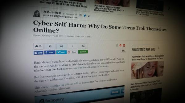Cyber Self-Harm: Why Do Some Teens Troll Themselves Online?