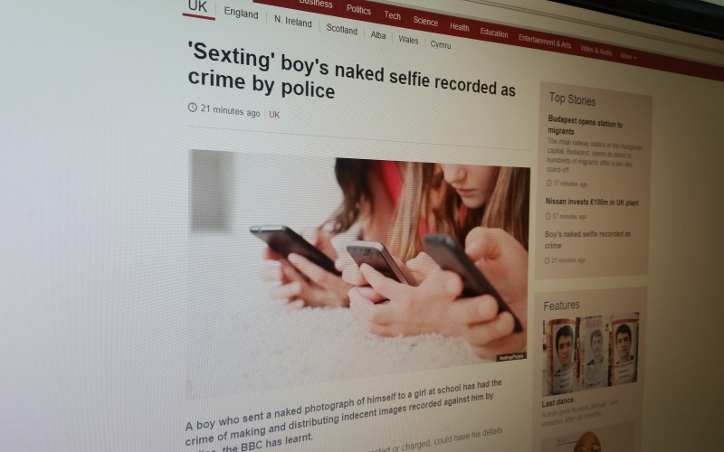 'Sexting' boy's naked selfie recorded as crime by police