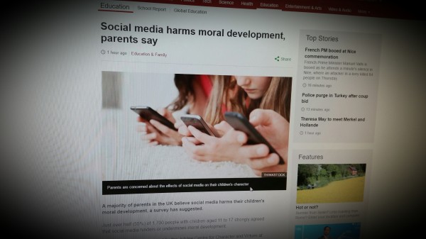 Social media harms moral development, parents say