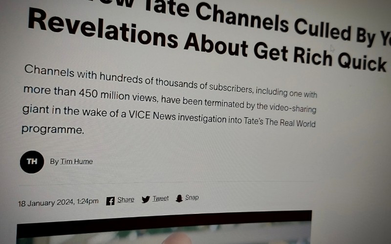 Andrew Tate Channels Culled By YouTube