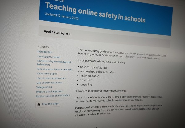 Teaching online safety in schools updated January 2023 