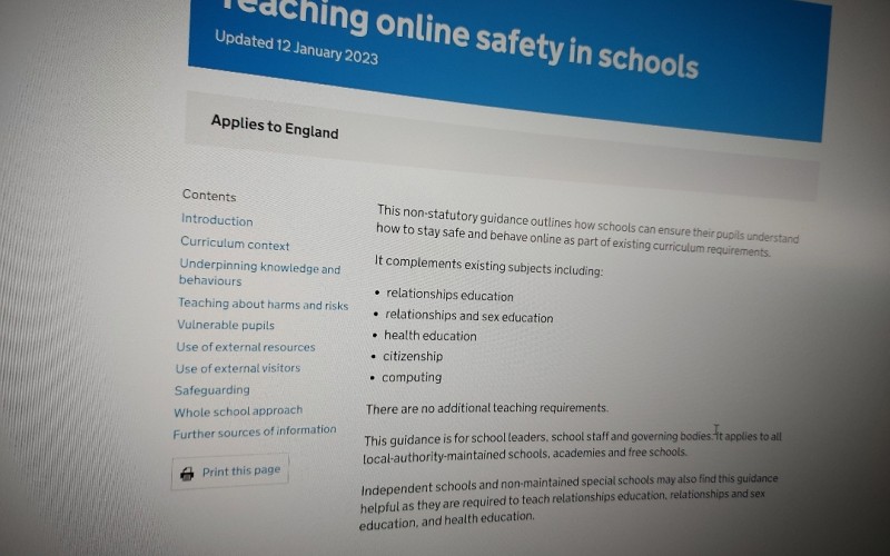 Teaching online safety in schools updated January 2023 