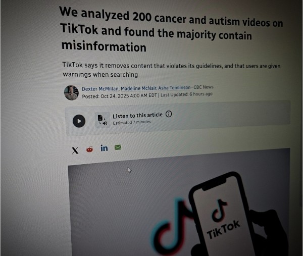 We analyzed 200 cancer and autism videos on TikTok and found the majority contain misinformation