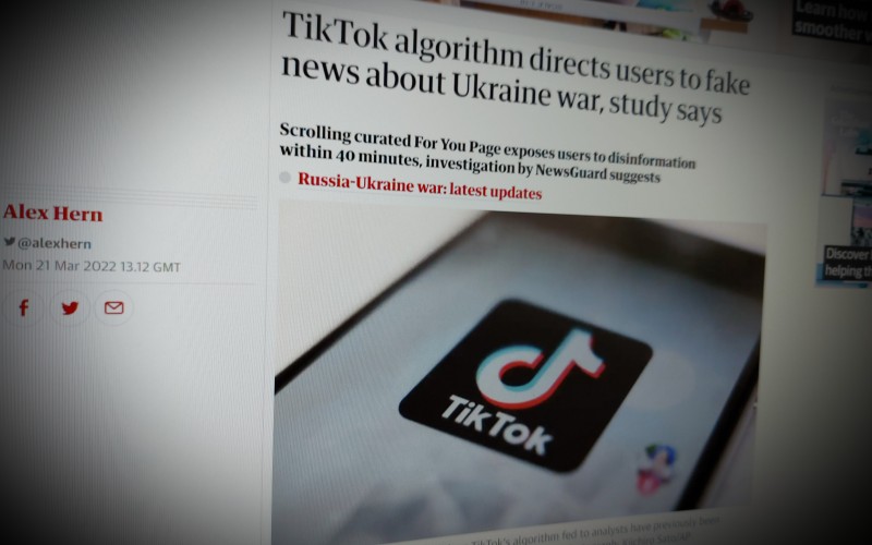 TikTok algorithm directs users to fake news about Ukraine war, study says