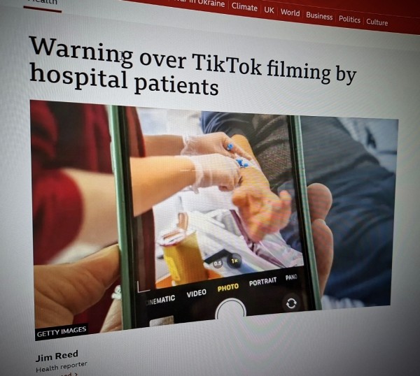 Warning over TikTok filming by hospital patients