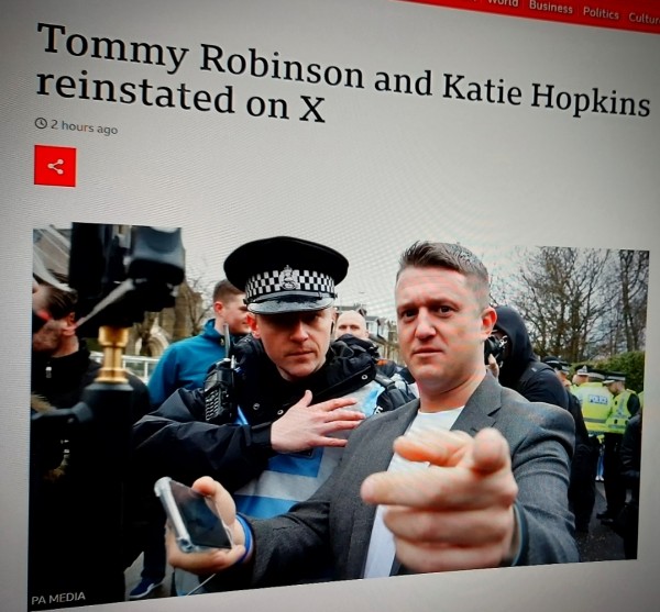 Tommy Robinson and Katie Hopkins reinstated on X