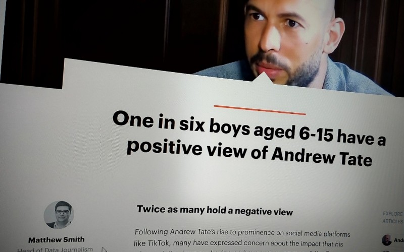 One in six boys aged 6-15 have a positive view of Andrew Tate